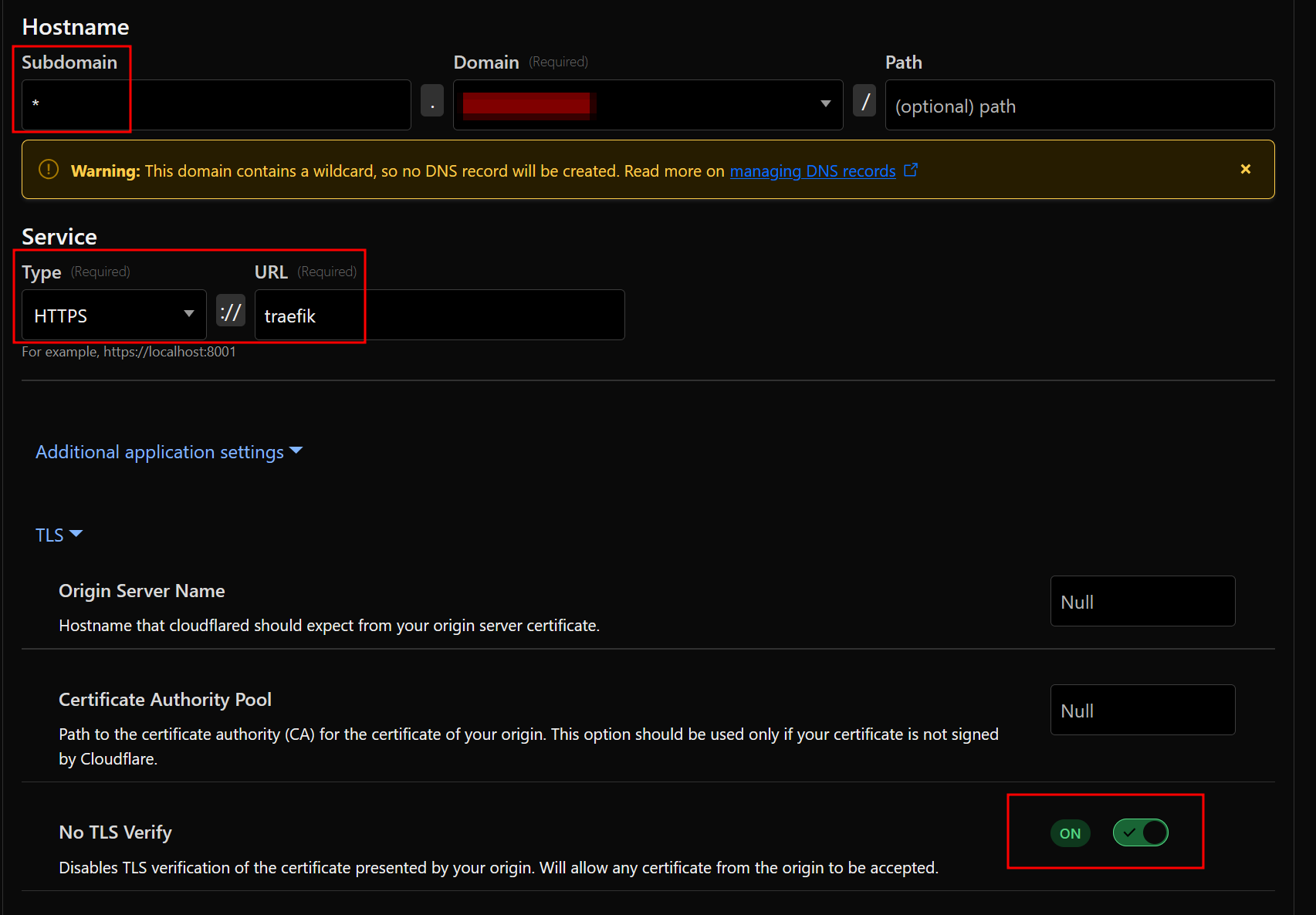 Enable No TLS Verify
